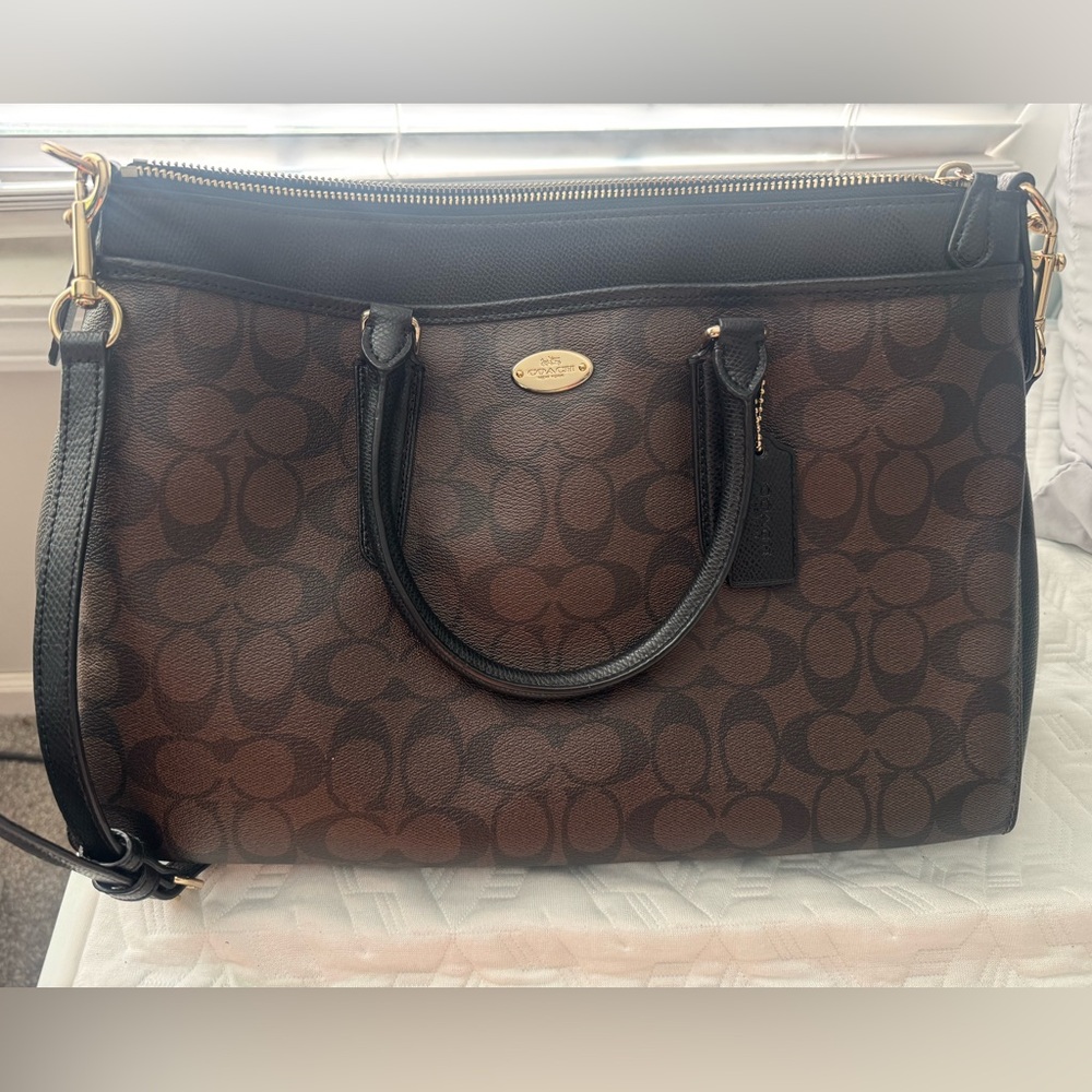 Coach Black and Brown Signature Tote